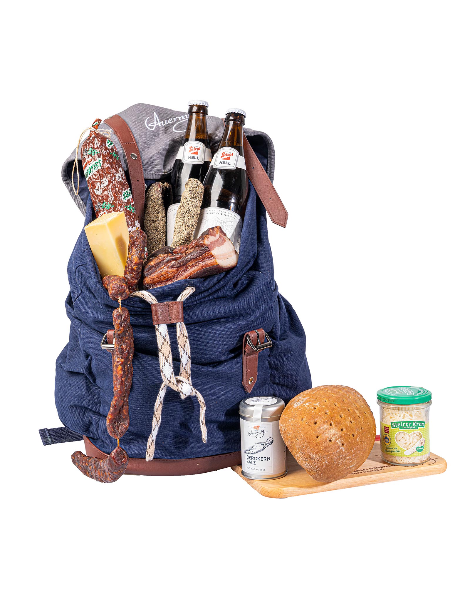Rucksack mit Essen und Getränken